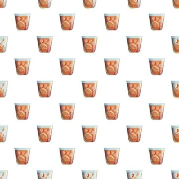 Cocktail drink pattern with orange slice and ice cubes Stock Illustration