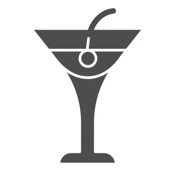 Cocktail drink solid icon, beverage concept, Cocktail with cherry sign on white イラスト素材