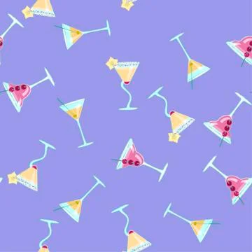 Cocktail drinks seamless pattern 스톡 일러스트