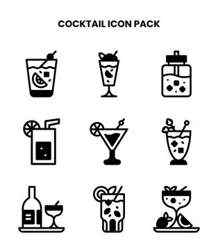 Cocktail DuoTone Vector Icons Pack Stock Illustration