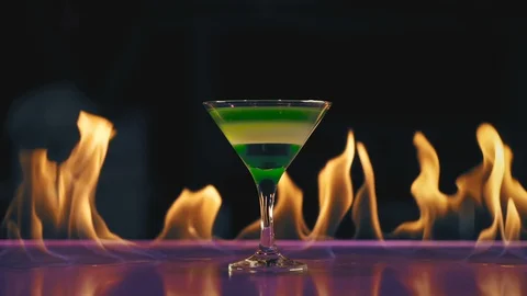Cocktail on fire on a bar Stock Footage 106642287