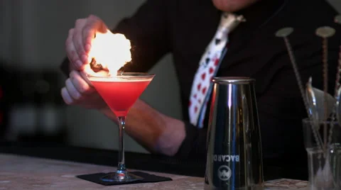Cocktail Flame Orange Peel Stock Footage 46417332