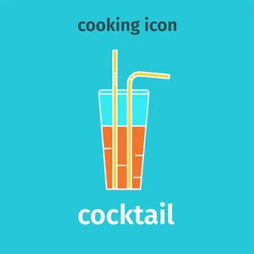 Cocktail flat icon. Colored simple icon of a glass with a drink.Vector. Stock Illustration