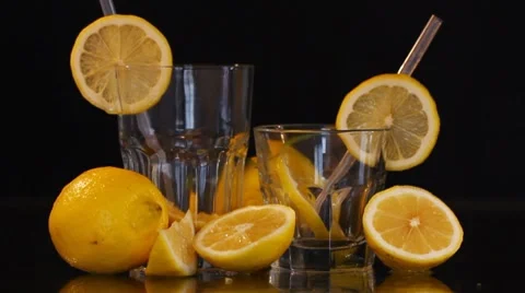 Cocktail with fresh lemons Stock Footage 7769097