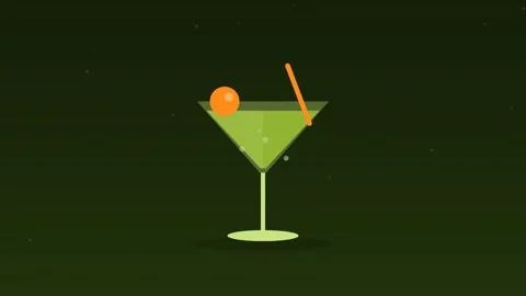 Cocktail glass bubbles drink bar avocado food loop Stock Footage 342612903
