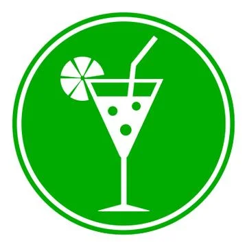Cocktail glass button Stock Illustration