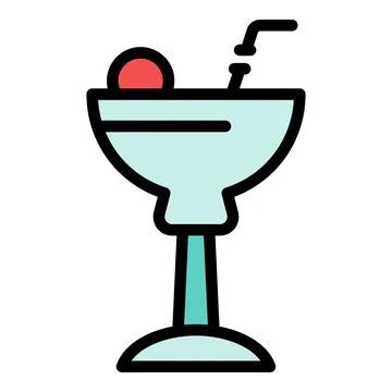 Cocktail glass icon vector flat Stock Illustration