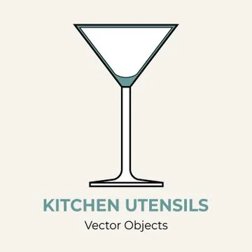 Cocktail glass simple form vector illustration. Vector line illustration isol Stock Illustration