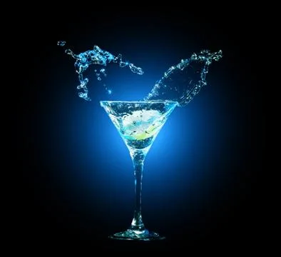 Cocktail in glass with splashes Stock Photos