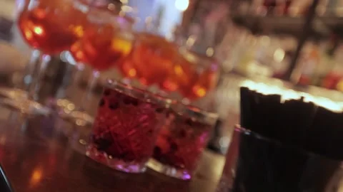 Cocktail glasses on the bar Stock Footage 300028204