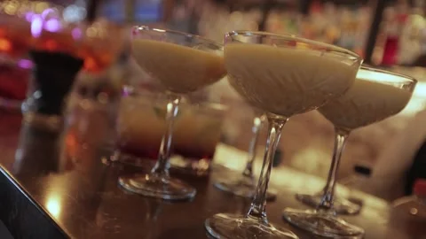 Cocktail glasses on the bar Stock Footage 300028205
