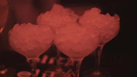 Cocktail Glasses With Ice Stock Footage 90494637