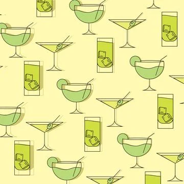 Cocktail glasses pattern. Vector Stock Illustration