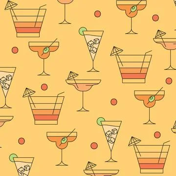 Cocktail glasses pattern. Vector Stock Illustration