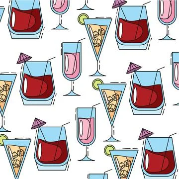 Cocktail glasses pattern. Vector Stock Illustration