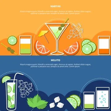 Cocktail Horizontal Banners Illustration