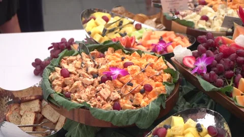 Cocktail Hour Snacks Table Sequence Stock Footage 148499674