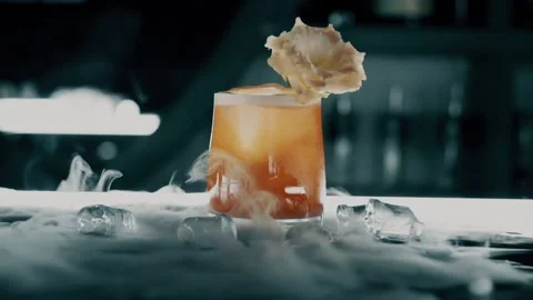 Cocktail with ice on the bar Stock Footage 113464313