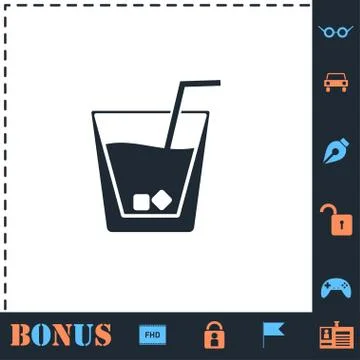 Cocktail icon flat Illustrazione stock