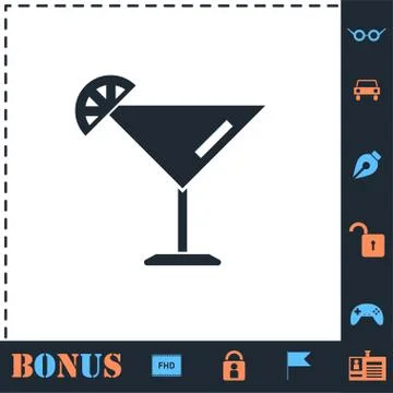 Cocktail icon flat Stock Illustration