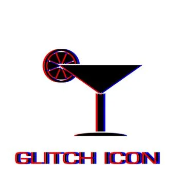 Cocktail icon flat Stock Illustration
