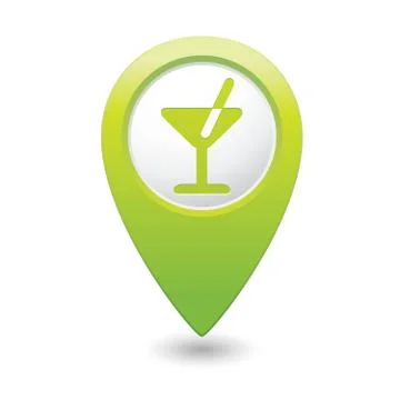 Cocktail icon green map pointer Stock Illustration