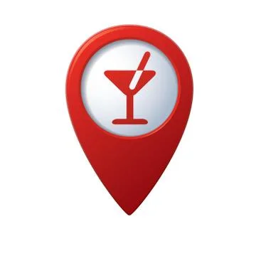 Cocktail icon map pointer Stock Illustration