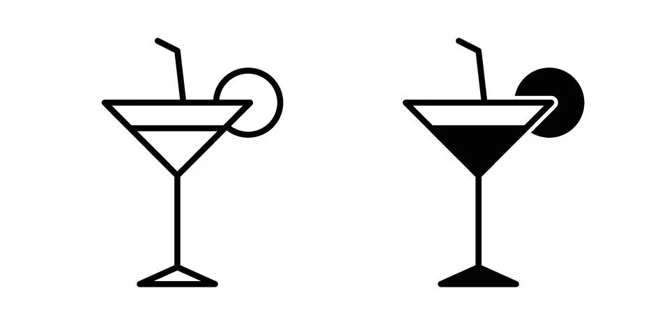 Cocktail icon set, collection of vector icons Stock Illustration