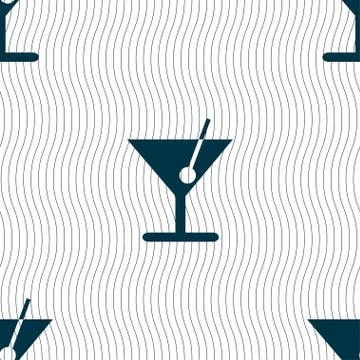 Cocktail icon sign. Seamless pattern with geometric texture. Vector Illustrazione stock