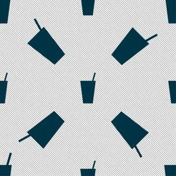 Cocktail icon sign. Seamless pattern with geometric texture. Vector Stock Illustration