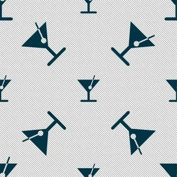 Cocktail icon sign. Seamless pattern with geometric texture. Vector Stock Illustration