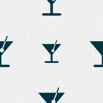 Cocktail icon sign. Seamless pattern with geometric texture. Vector Stock Illustration