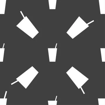 Cocktail icon sign. Seamless pattern on a gray background. Vector 스톡 일러스트