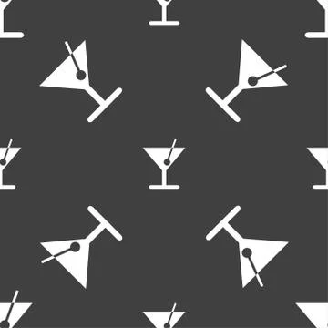Cocktail icon sign. Seamless pattern on a gray background. Vector イラスト素材