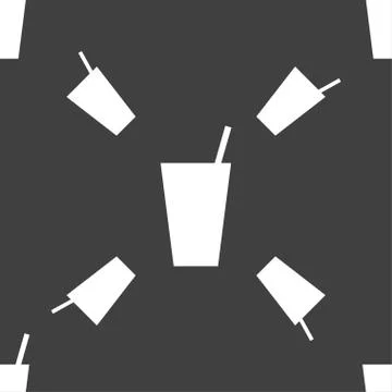 Cocktail icon sign. Seamless pattern on a gray background. Vector Illustrazione stock