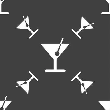 Cocktail icon sign. Seamless pattern on a gray background. Vector Illustrazione stock