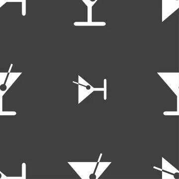 Cocktail icon sign. Seamless pattern on a gray background. Vector Illustrazione stock
