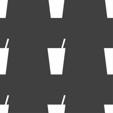 Cocktail icon sign. Seamless pattern on a gray background. Vector Stock Illustration
