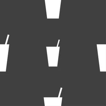 Cocktail icon sign. Seamless pattern on a gray background. Illustrazione stock