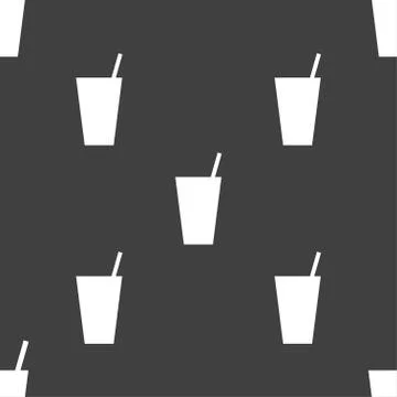 Cocktail icon sign. Seamless pattern on a gray background. 스톡 일러스트
