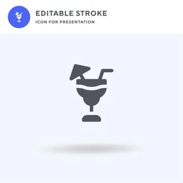 Cocktail icon vector, filled flat sign, solid pictogram isolated on white, lo 스톡 일러스트