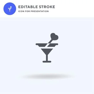 Cocktail icon vector, filled flat sign, solid pictogram isolated on white, lo Stockillustratie