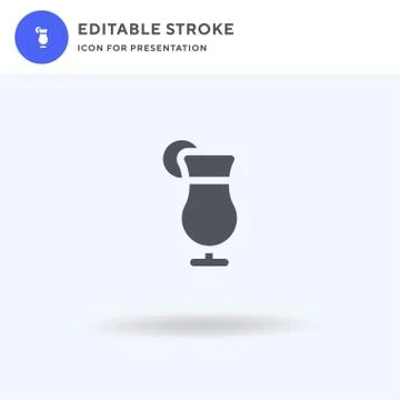 Cocktail icon vector, filled flat sign, solid pictogram isolated on white, lo Illustrazione stock