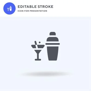 Cocktail icon vector, filled flat sign, solid pictogram isolated on white, lo 스톡 일러스트