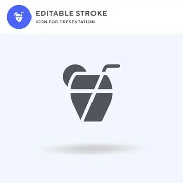 Cocktail icon vector, filled flat sign, solid pictogram isolated on white, lo Stock Illustration