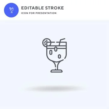 Cocktail icon vector, filled flat sign, solid pictogram isolated on white, lo Illustrazione stock