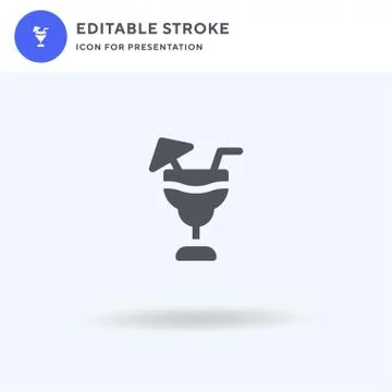 Cocktail icon vector, filled flat sign, solid pictogram isolated on white, logo Illustrazione stock