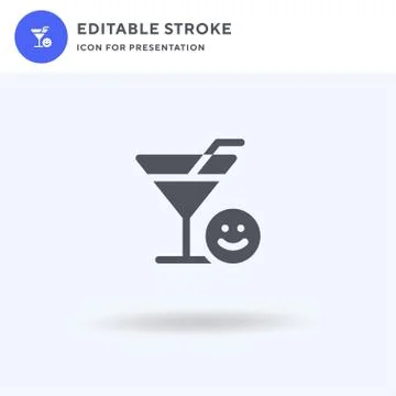 Cocktail icon vector, filled flat sign, solid pictogram isolated on white, logo Stock Illustration