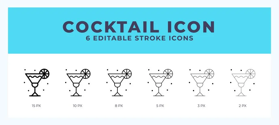 Cocktail icon vector illustration. With editable stroke for web. App and more Stock Illustration