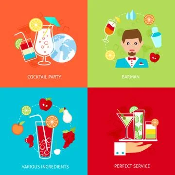 Cocktail icons set Stock Illustration